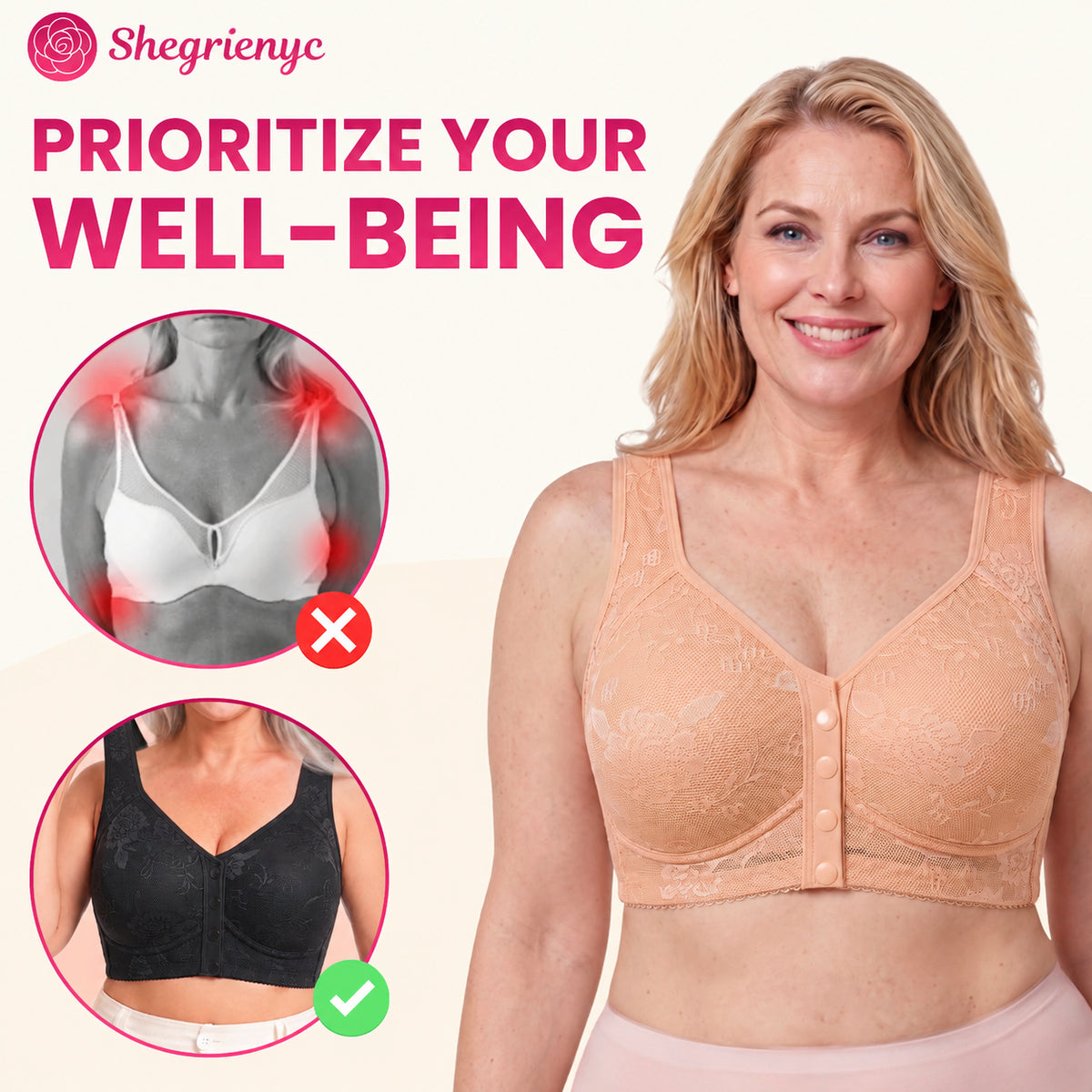 OREVYNA- Front Closure Breathable Cotton Lifting Bra for Seniors